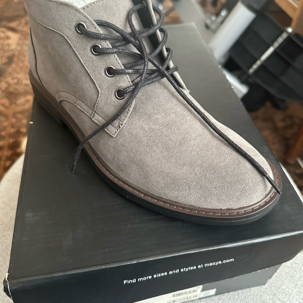 Alfani Gray Chukka Boots Suede Lace-Up